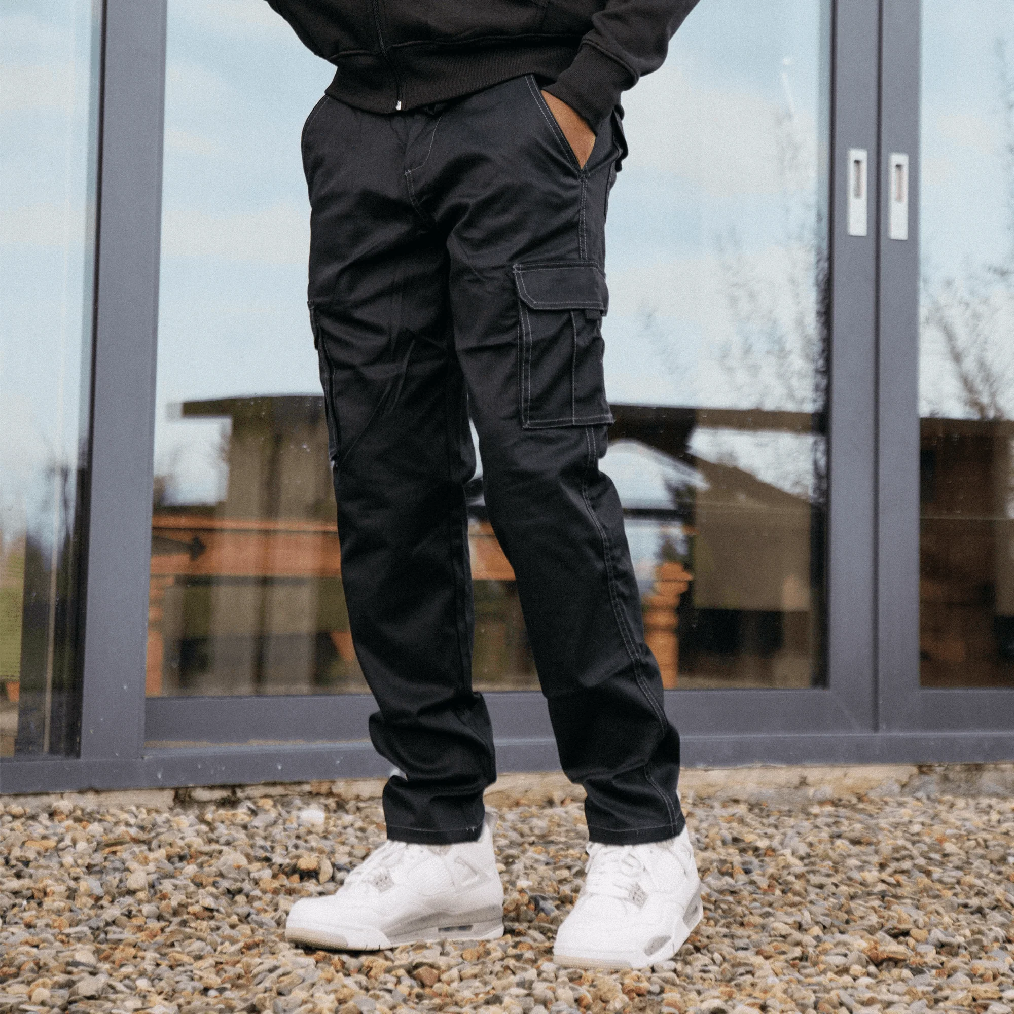 Straight Leg Contrast Stitch Cargo Bottoms